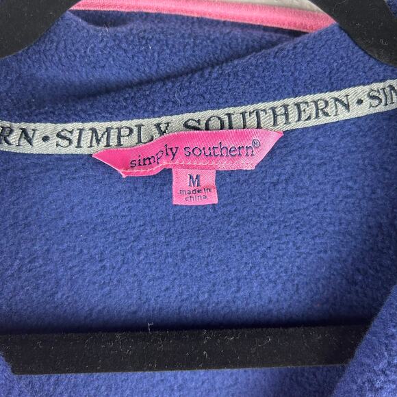 Simply Southern Navy & Light Pink Fleece Pullover Quarter Snap Size M - Picture 6 of 11